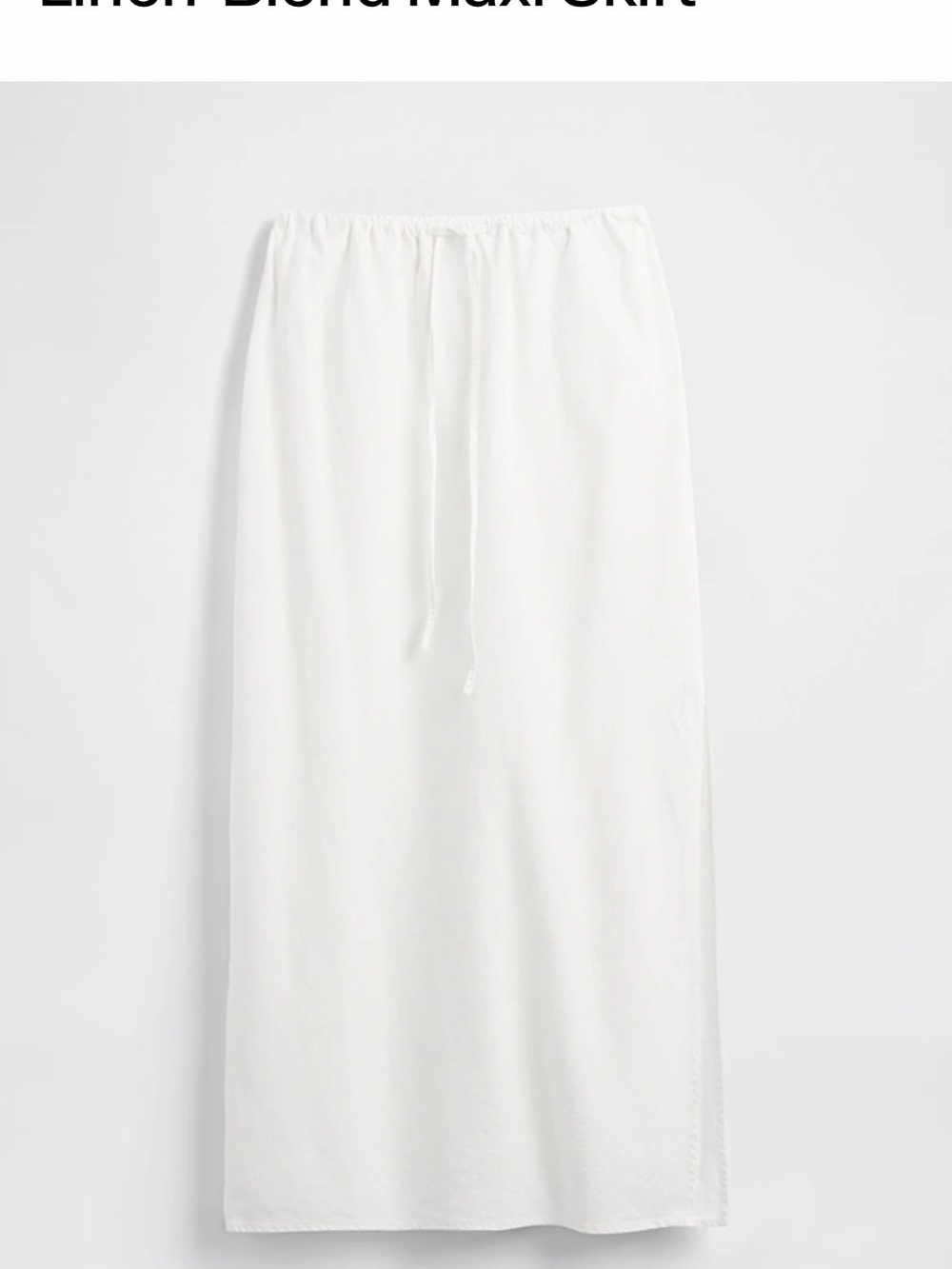 GAP White Linen-Blend Maxi Skirt with Drawstring Waist